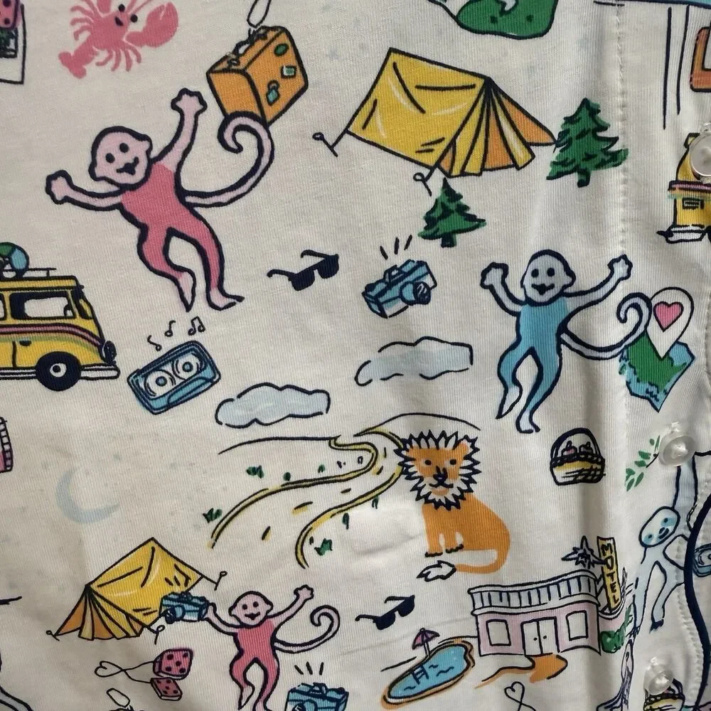 Roller Rabbit x Target Roadtrip Long Sleeve Pajama Set Size Medium Road Trip - Picture 3 of 4